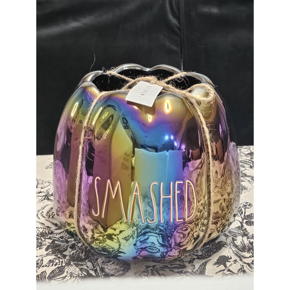 Rae Dunn "Smashed" Pumpkin Planter Candy Bowl Ceramic Iridescent Finish